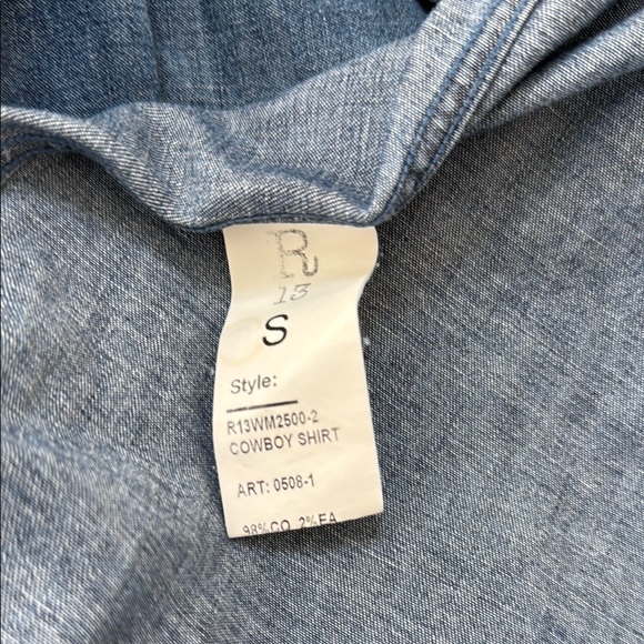 Classic Blue Denim Shirt with Pockets cowboy distressed - Picture 8 of 8